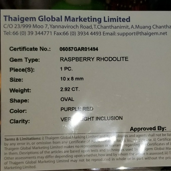 #0208 Raspberry Rhodolite Garnet Pendant - Picture 3 of 3